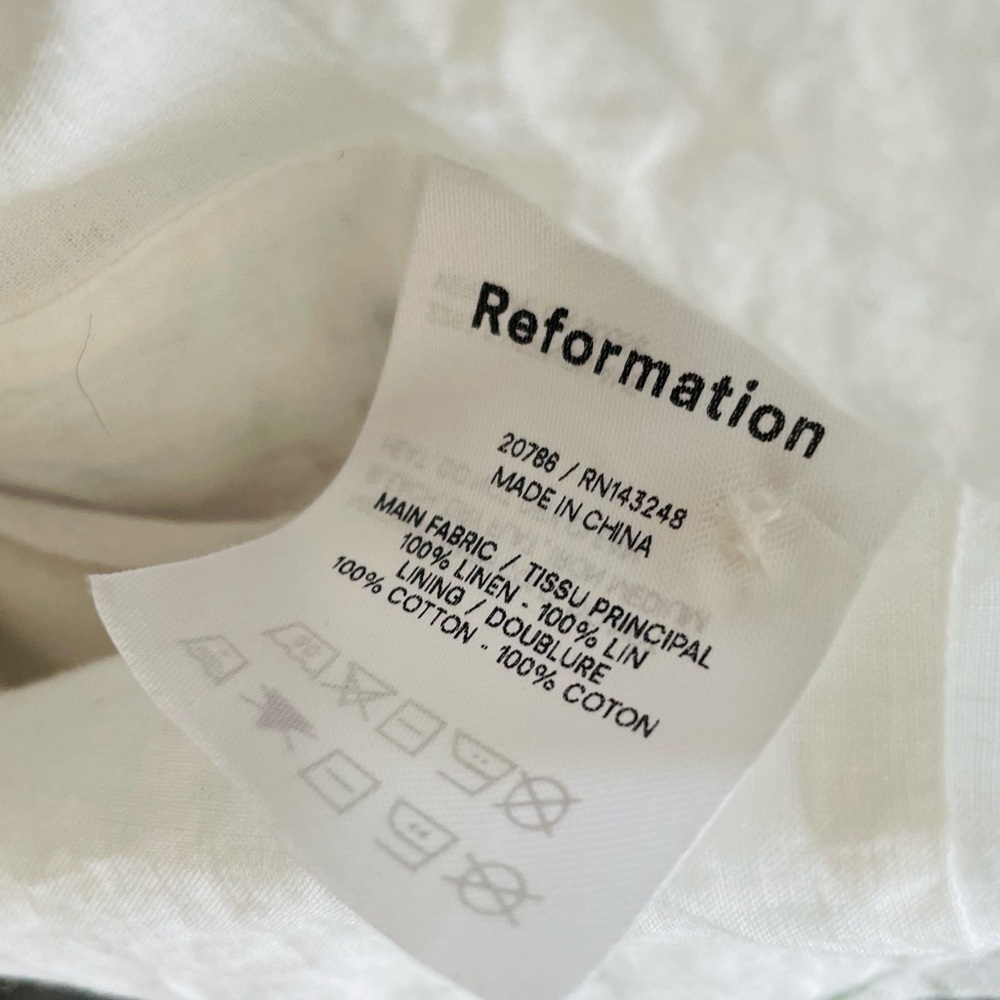 NWOT Reformation SIZE 10 Moss 100% linen white floral mini dress in Madeline - Picture 7 of 7